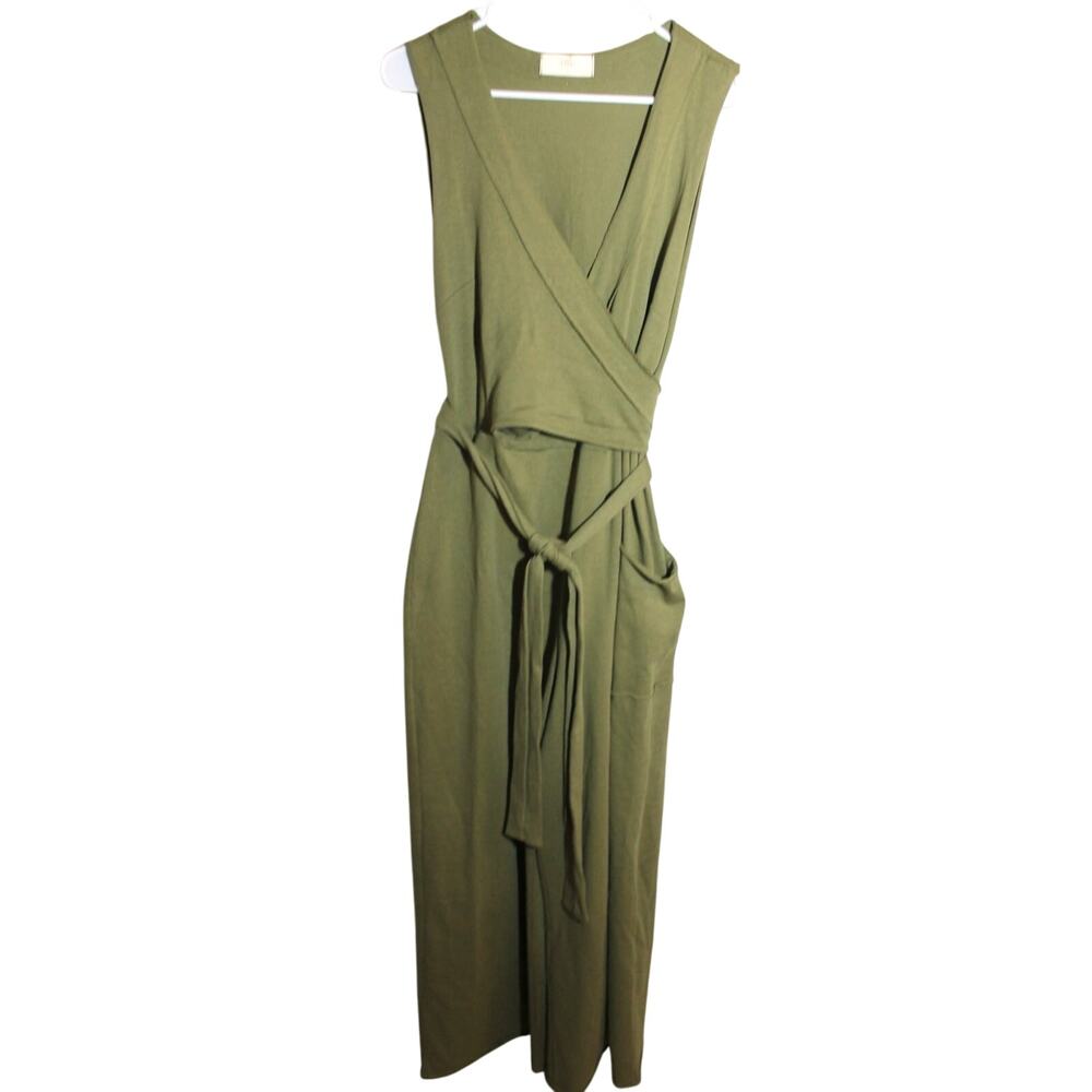 LIVE! Activewear Green Wrap Bodice Crop Wide Leg Jumpsuit sz M